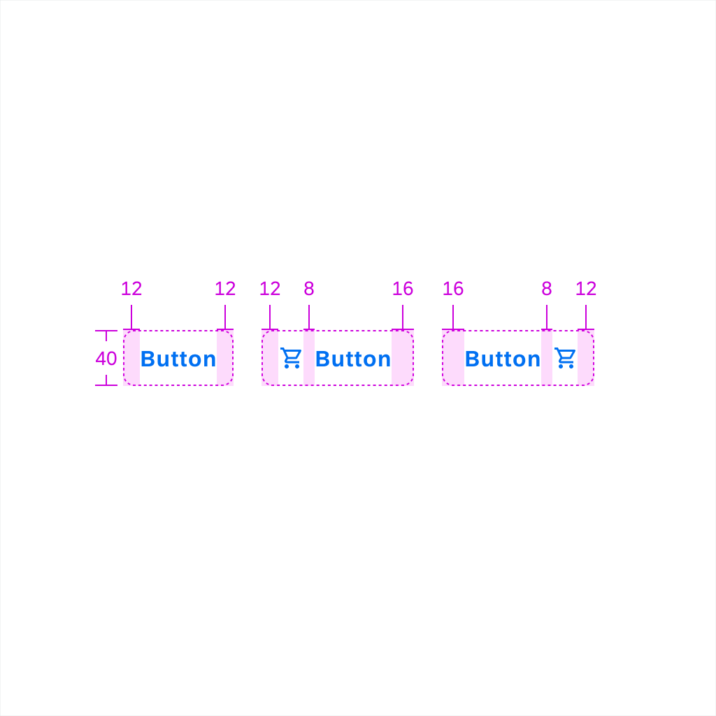 Specifications of text button