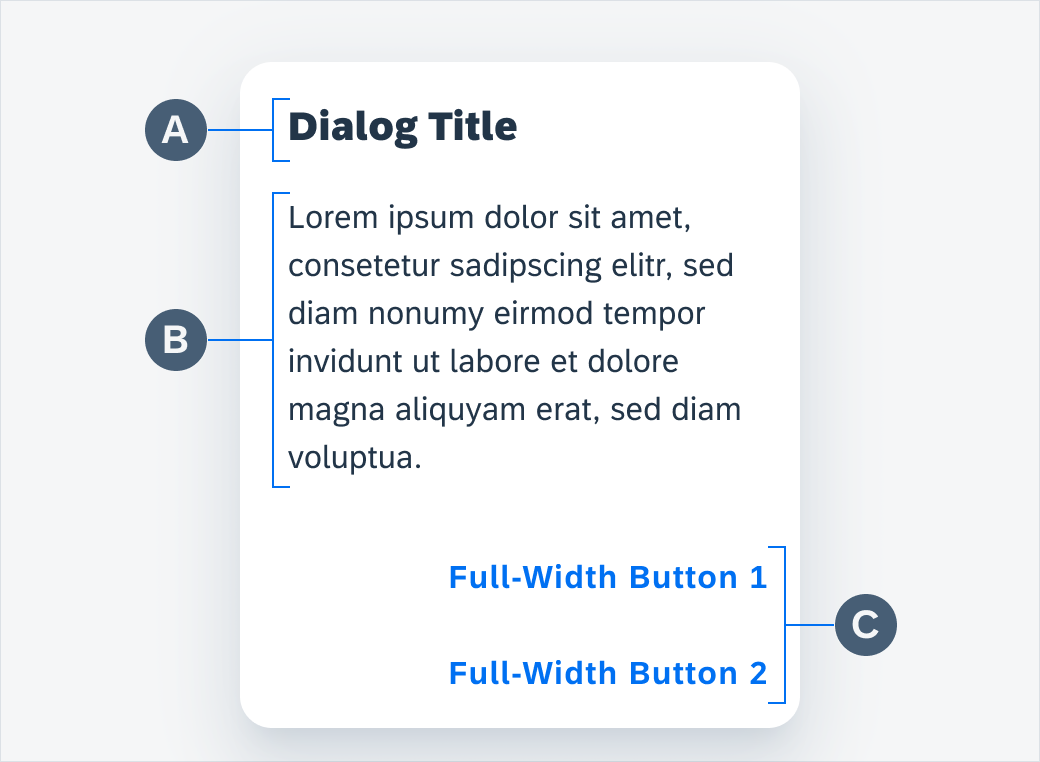 Full-width button dialog anatomy