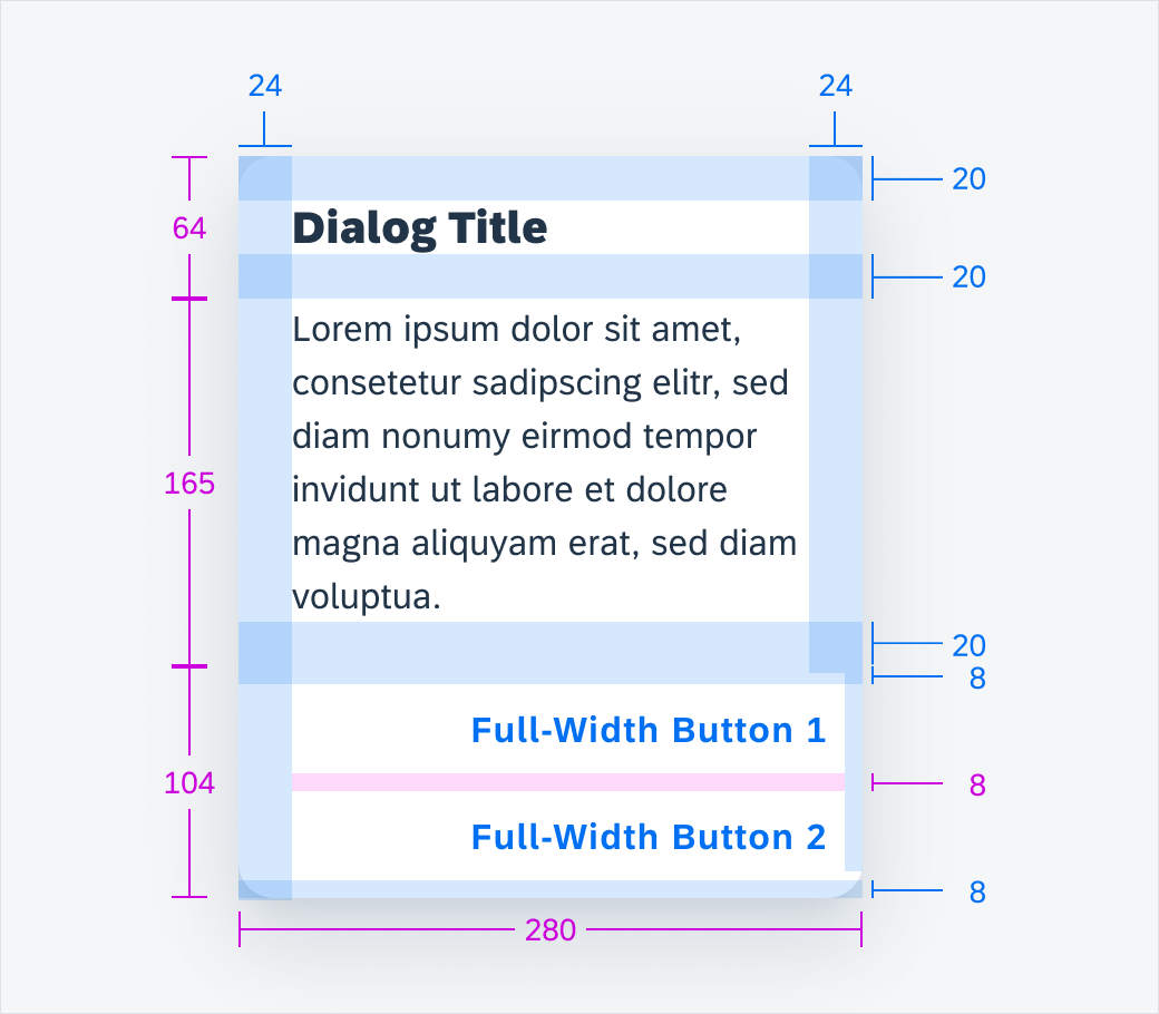 Full-width button dialog specification
