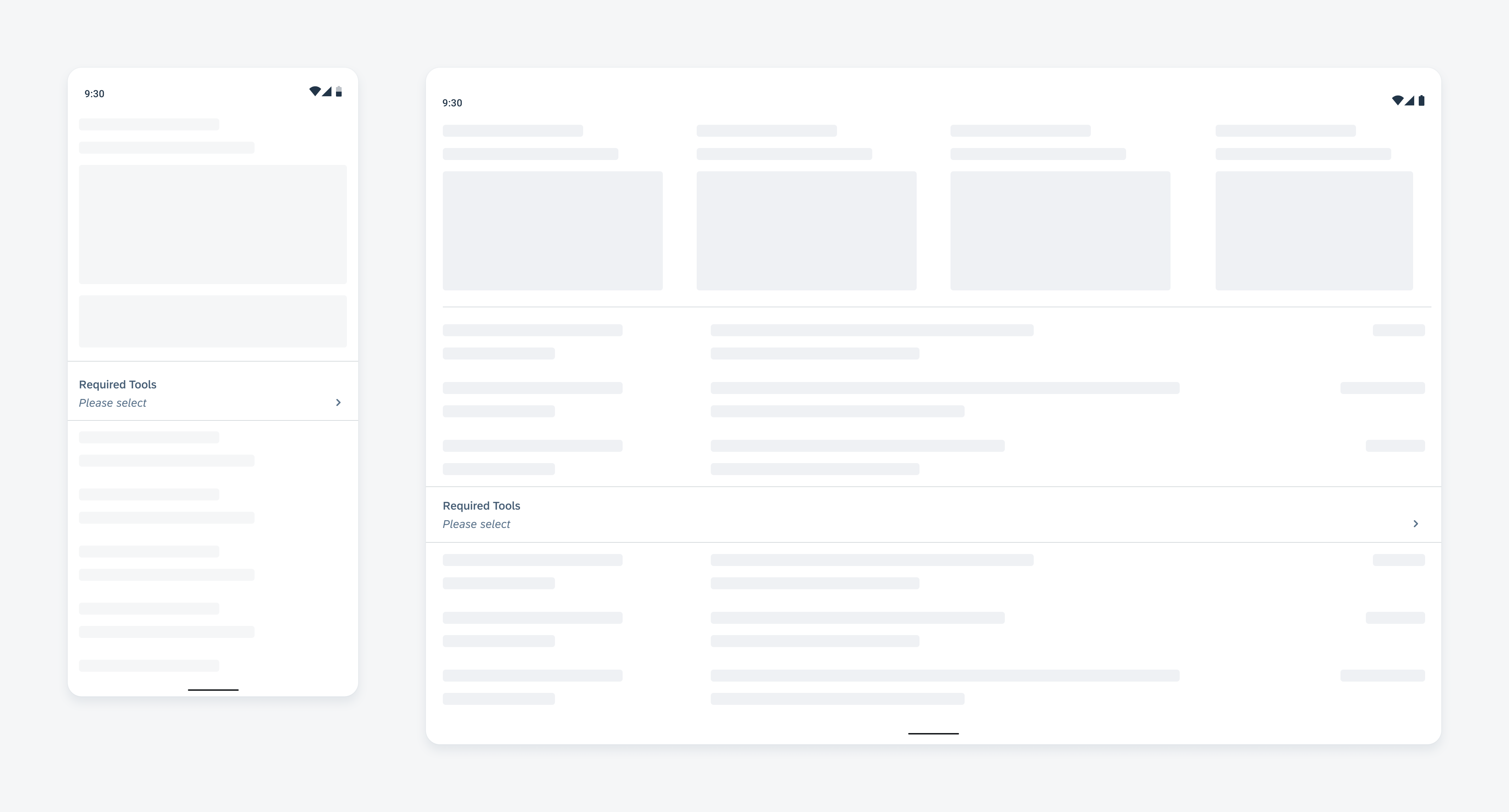 List picker form cell on mobile (left) and tablet (right)