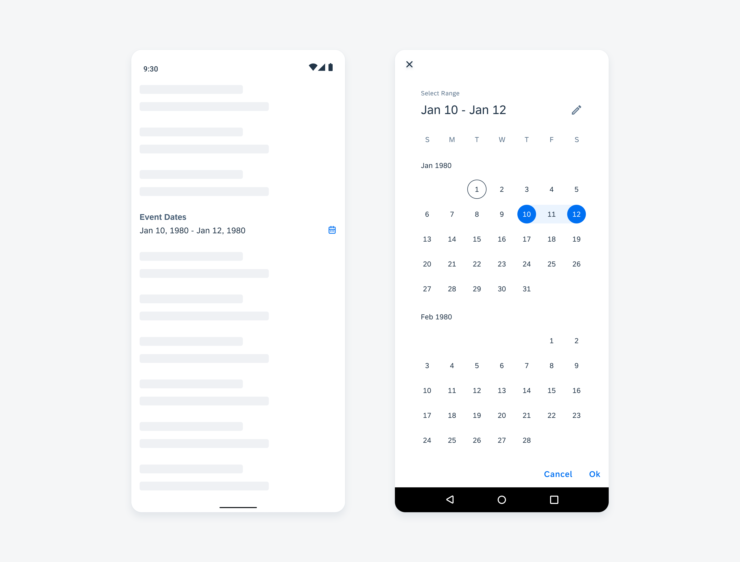 Date range picker form cell