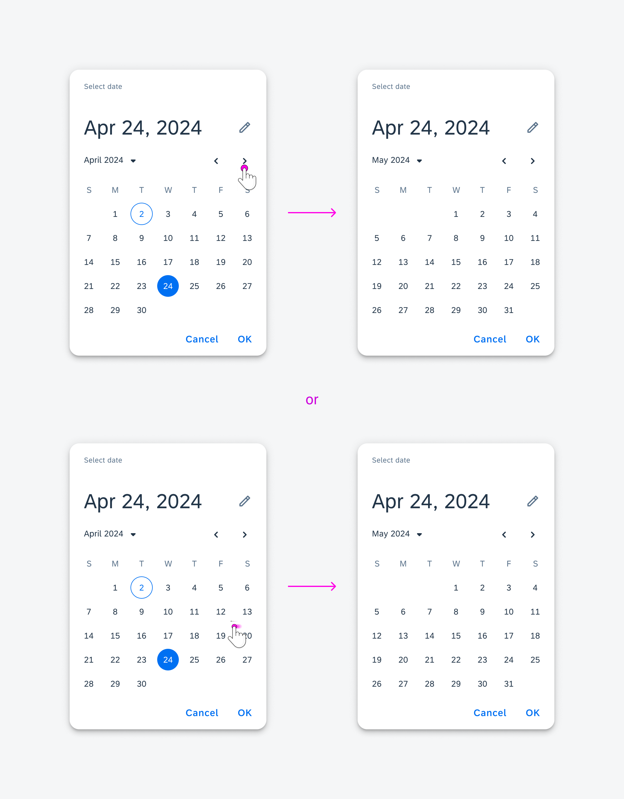 Navigating months in the date picker