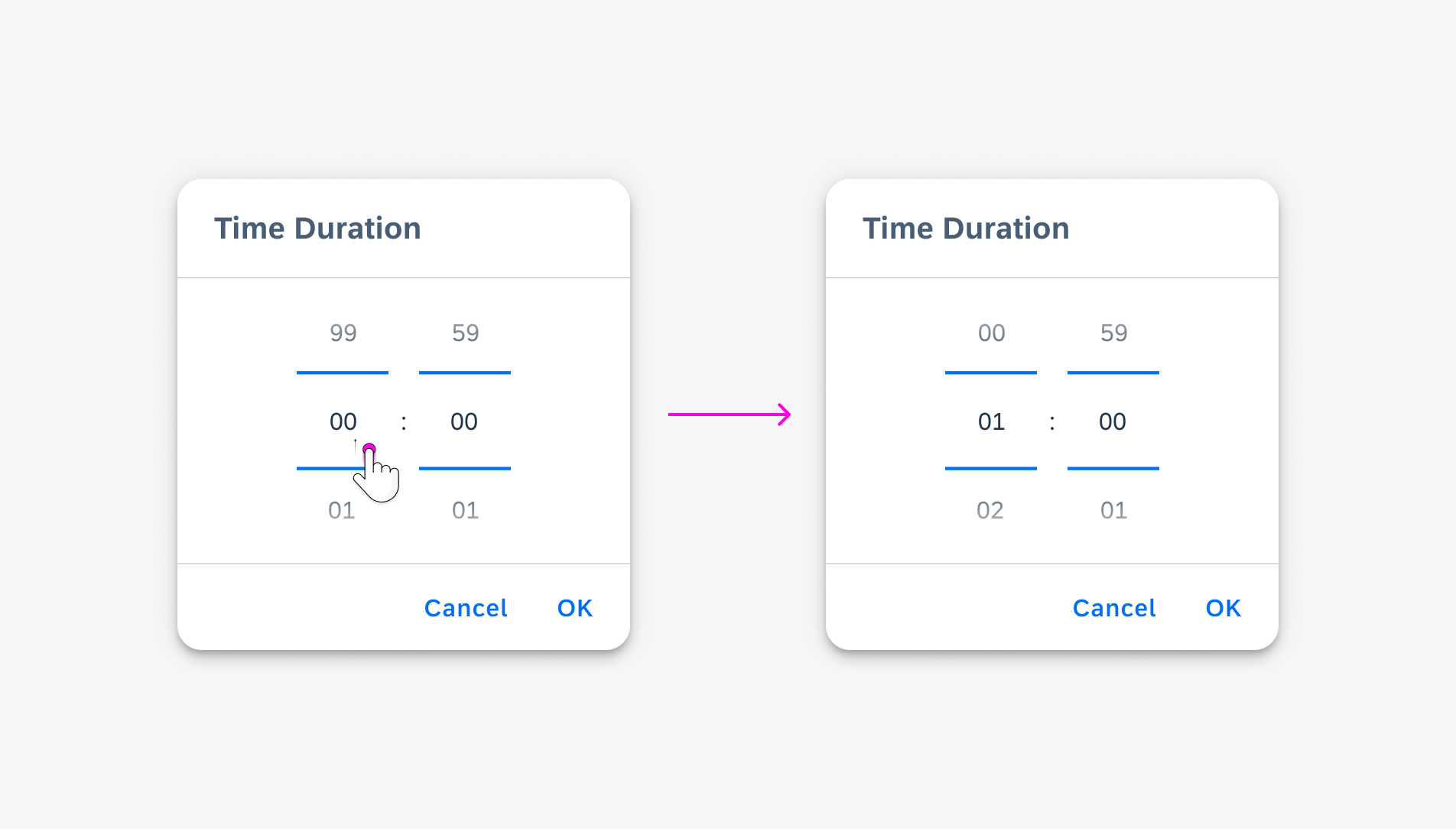 Selecting a duration in the duration picker 