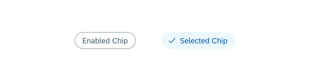 Enabled chip (left) and selected chip (right)