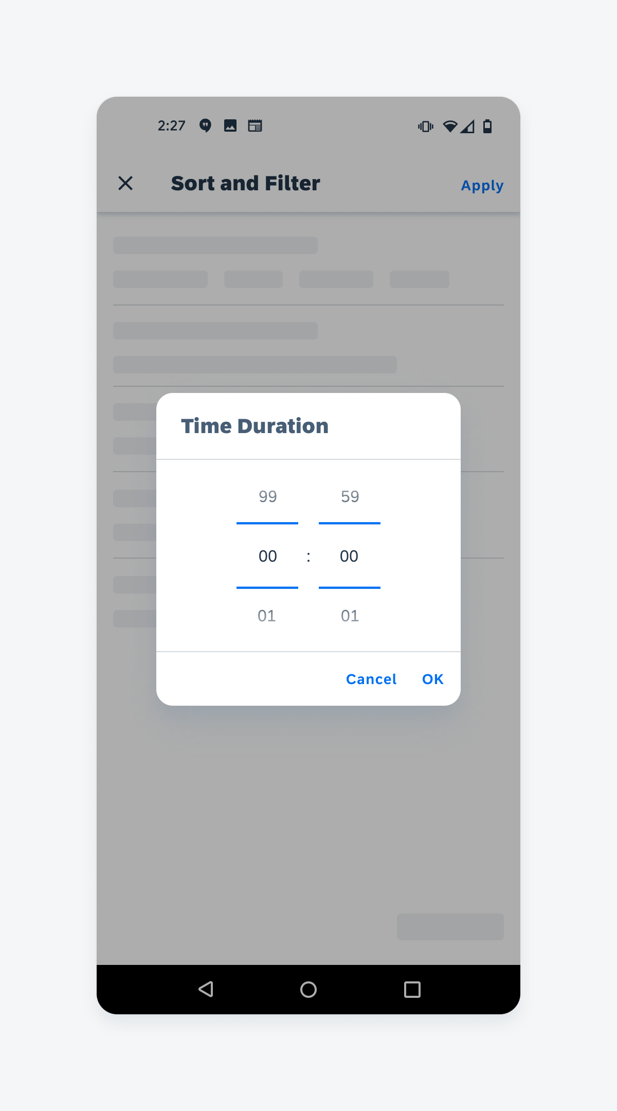Time duration picker on mobile
