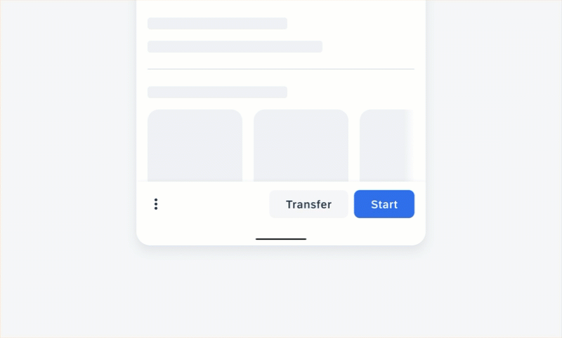 User interaction of tapping the overflow button which opens a menu with additional actions