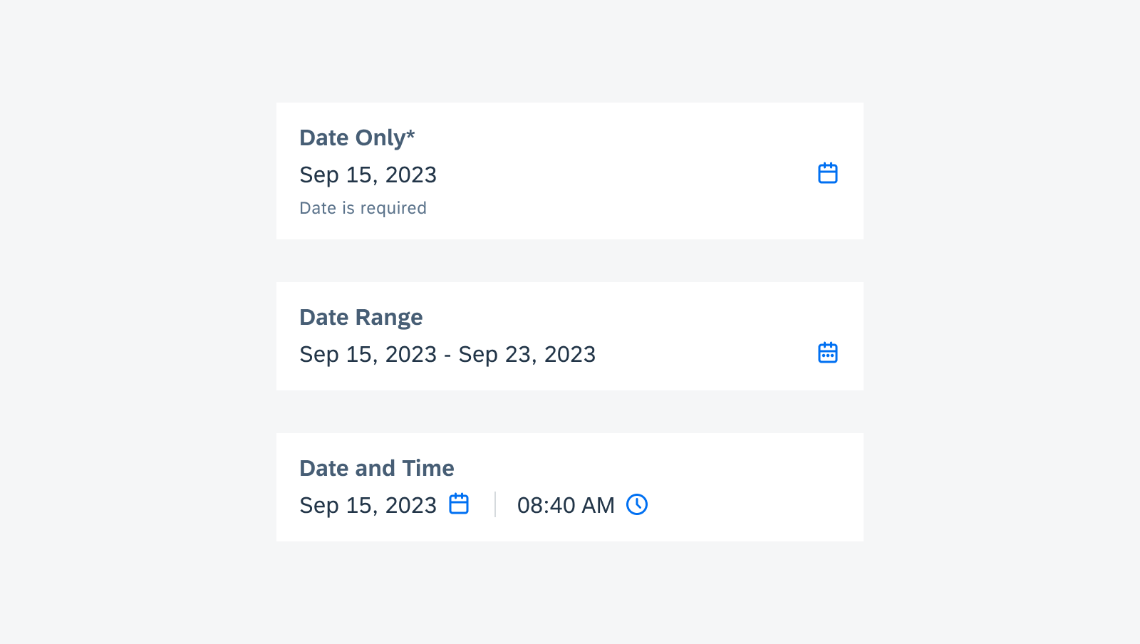 Date and time form cell variants