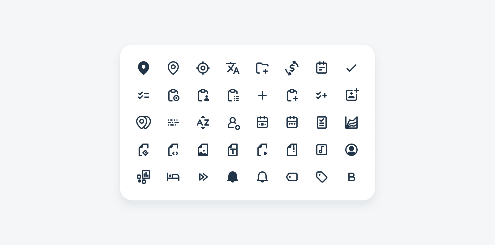 Sample icons from new icon set