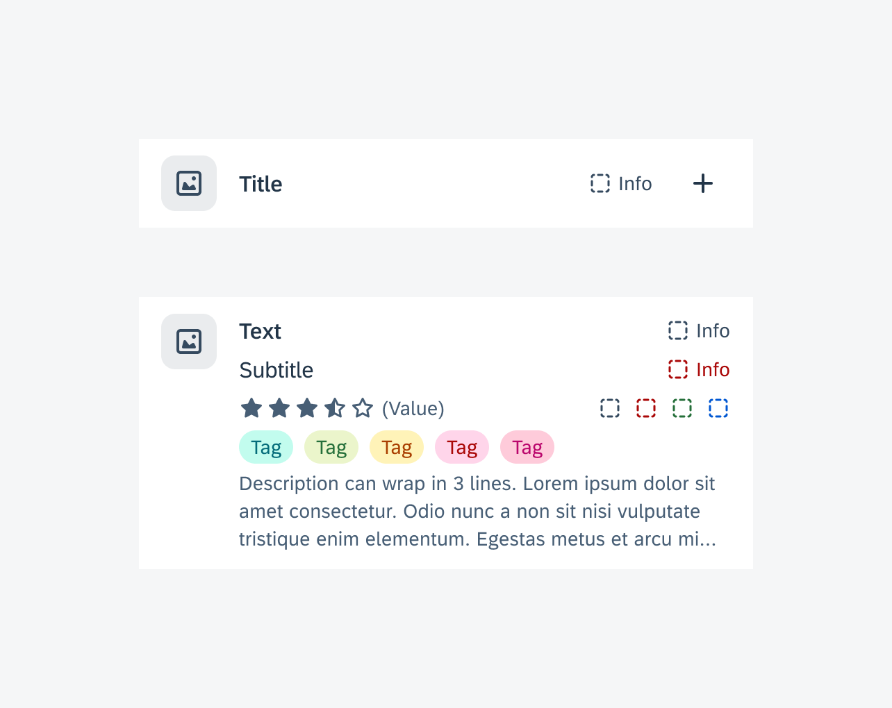 Object cell on compact screen (top) and expanded screen (bottom)