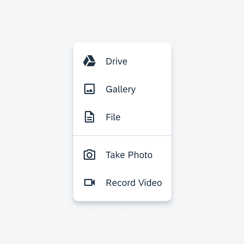 Menu with icons and a divider