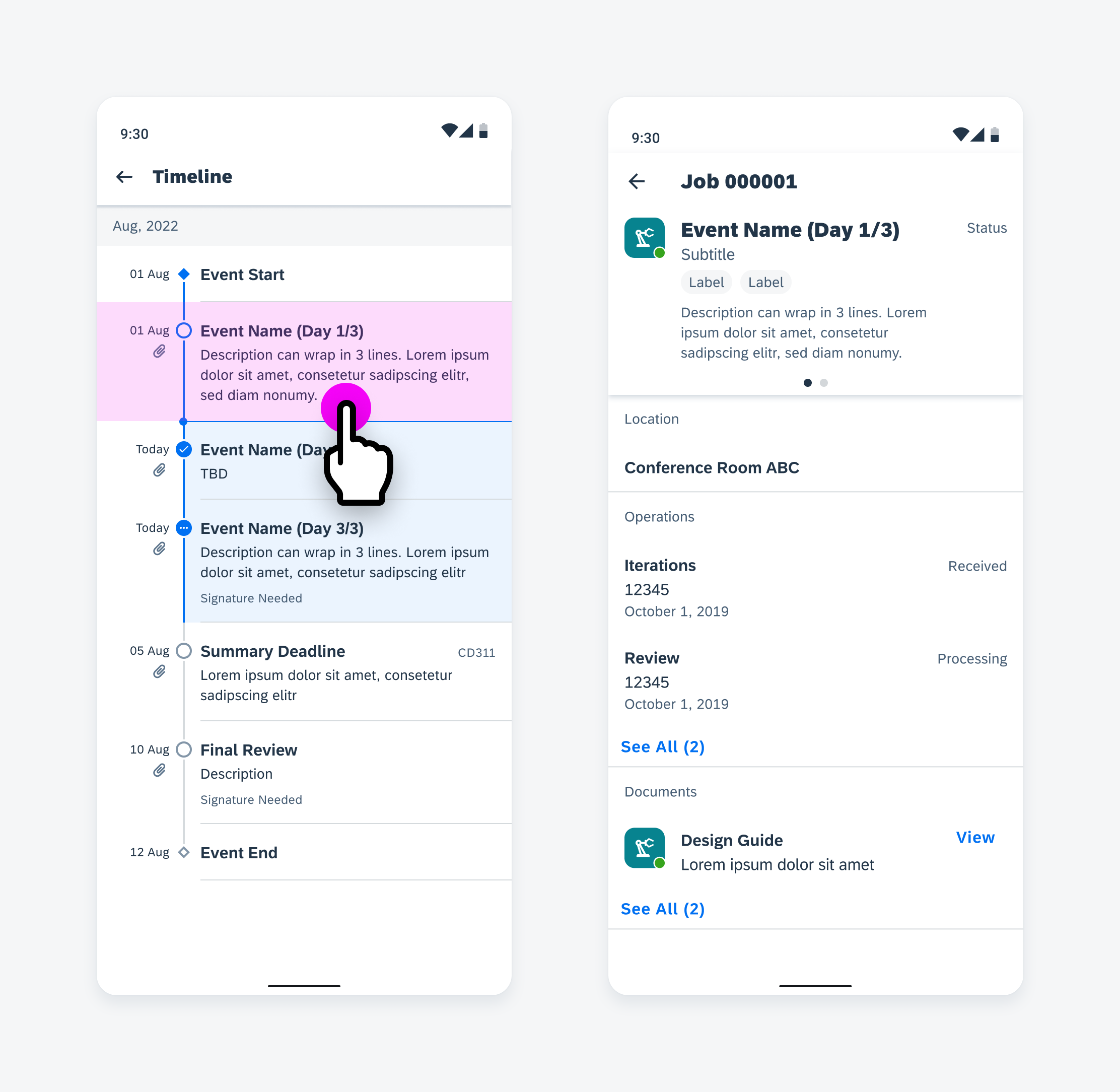 Timeline View  SAP Fiori for iOS Design Guidelines