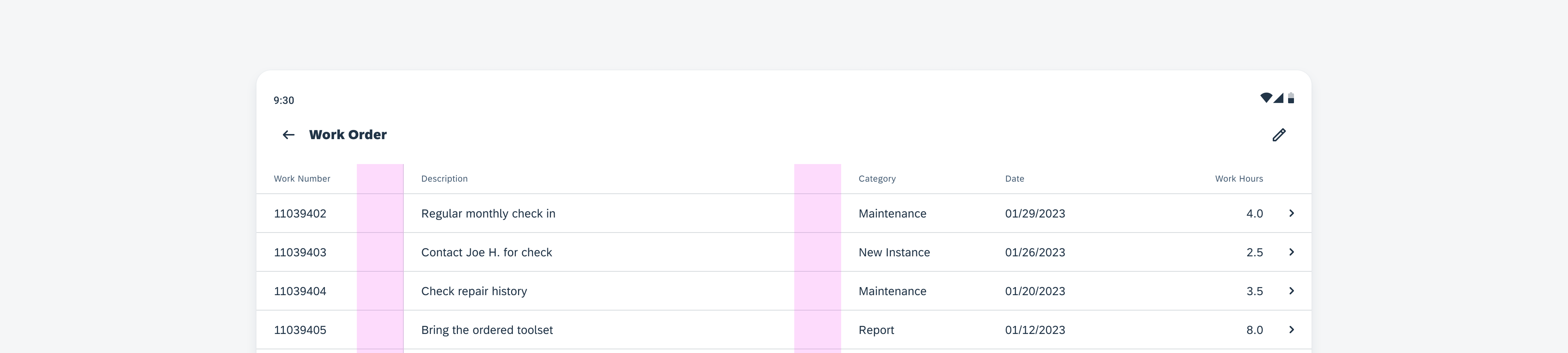 Table columns with dynamic width