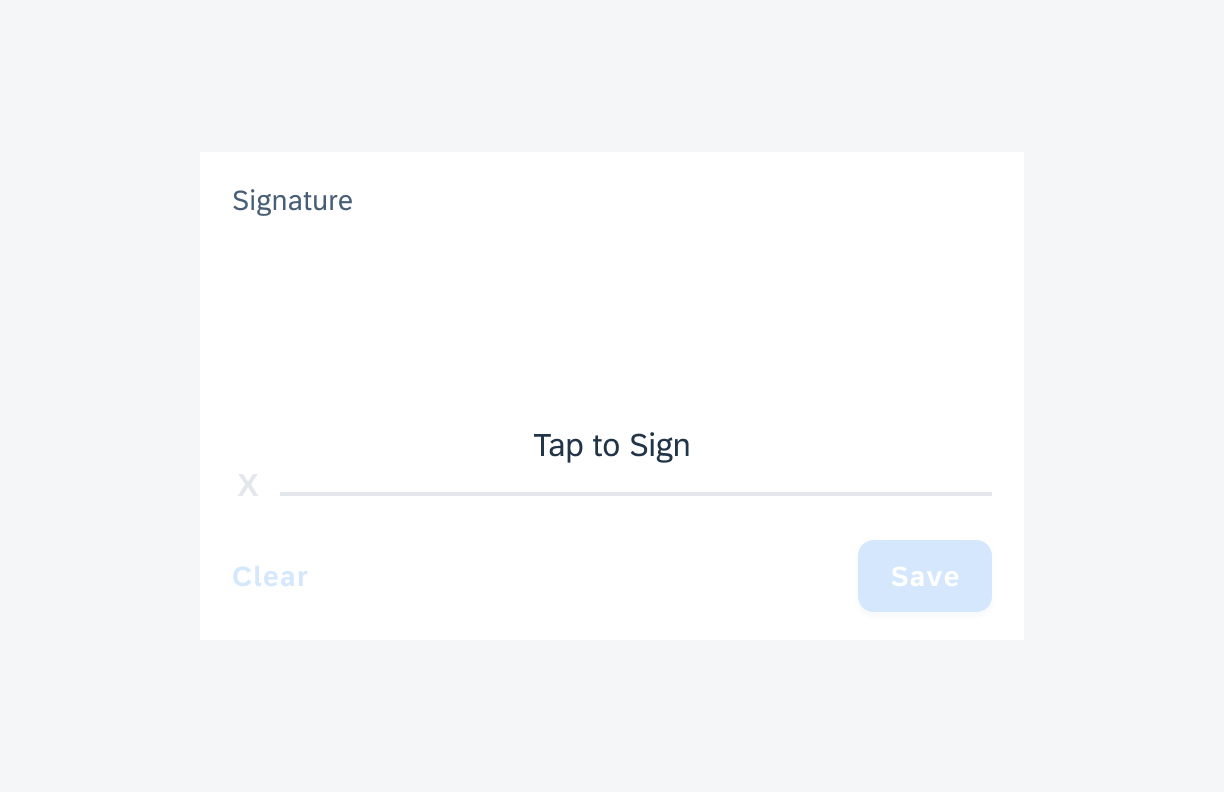 Default state of the signature capture inline on mobile