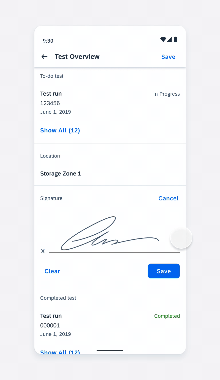 Re-entering a signature 