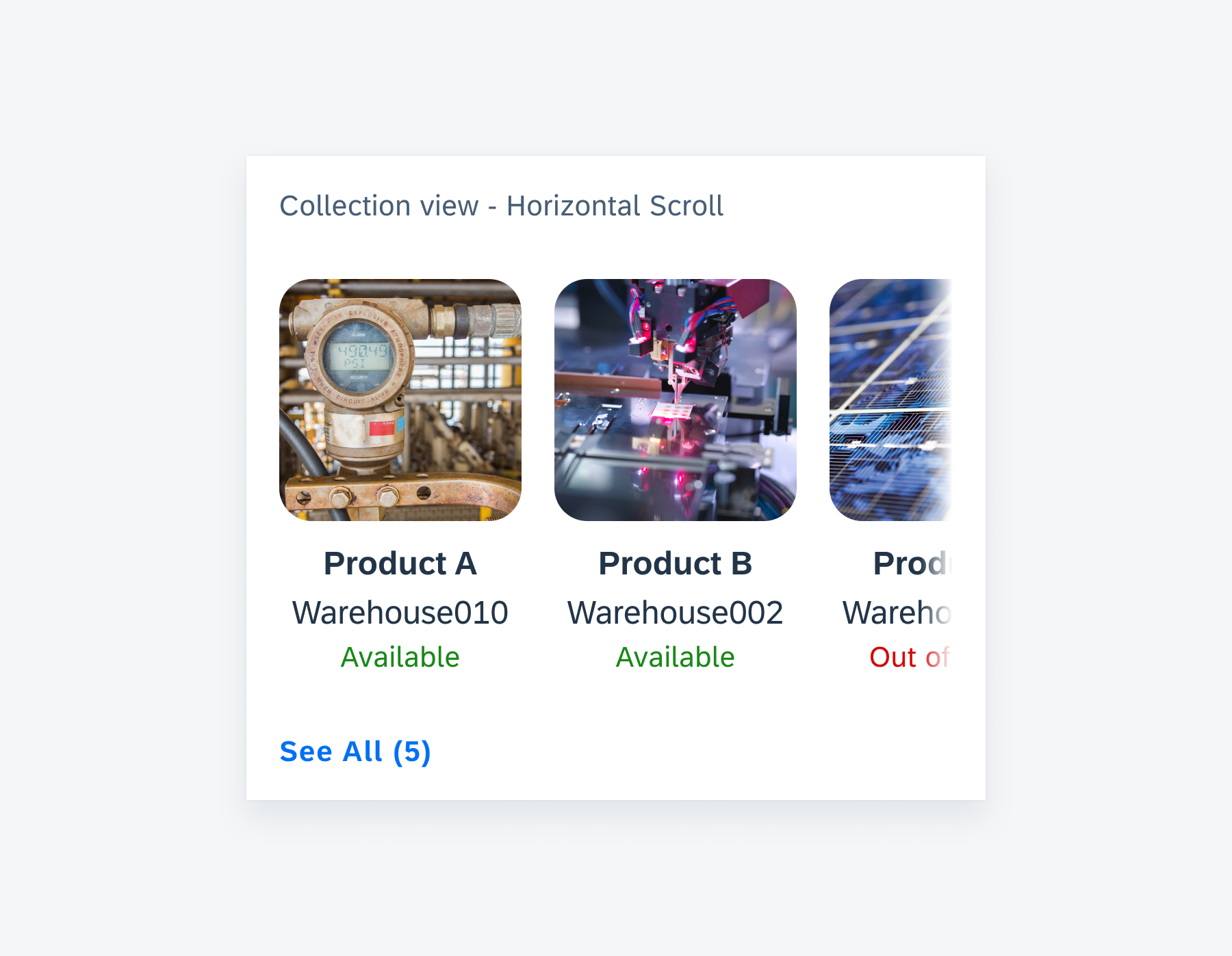 Mobile: horizontal scroll collection view (products)