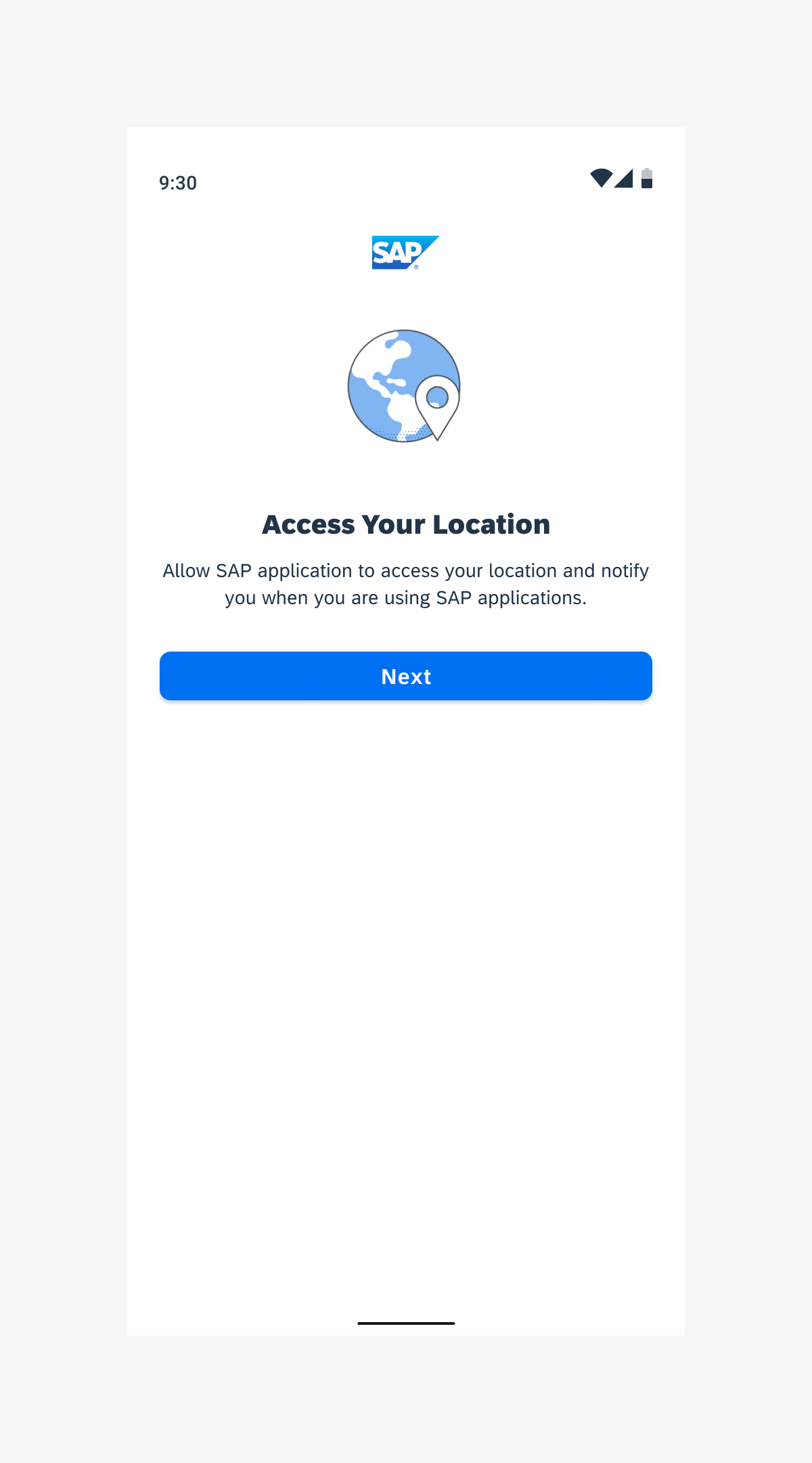 Privacy notice onboarding page on mobile