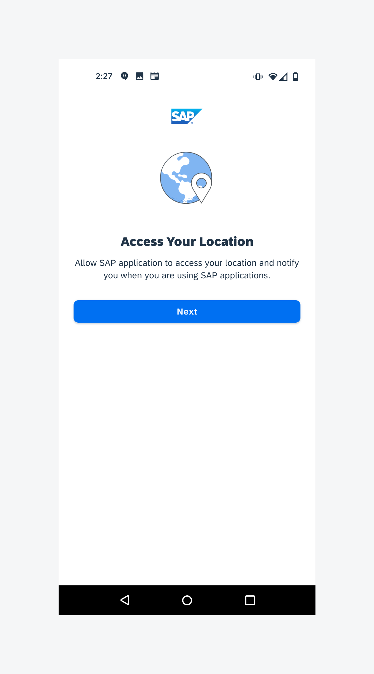 Privacy notice onboarding page on mobile