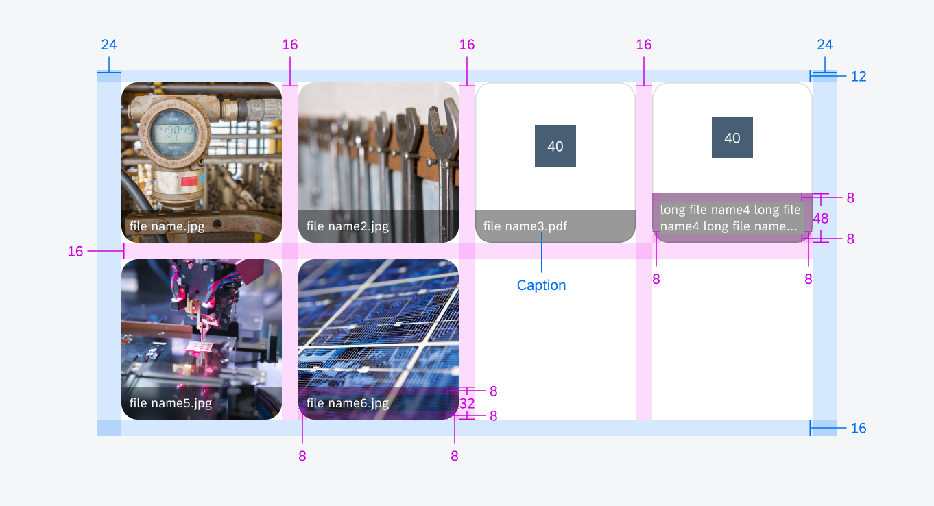 Tablet attachments grid view specifications
