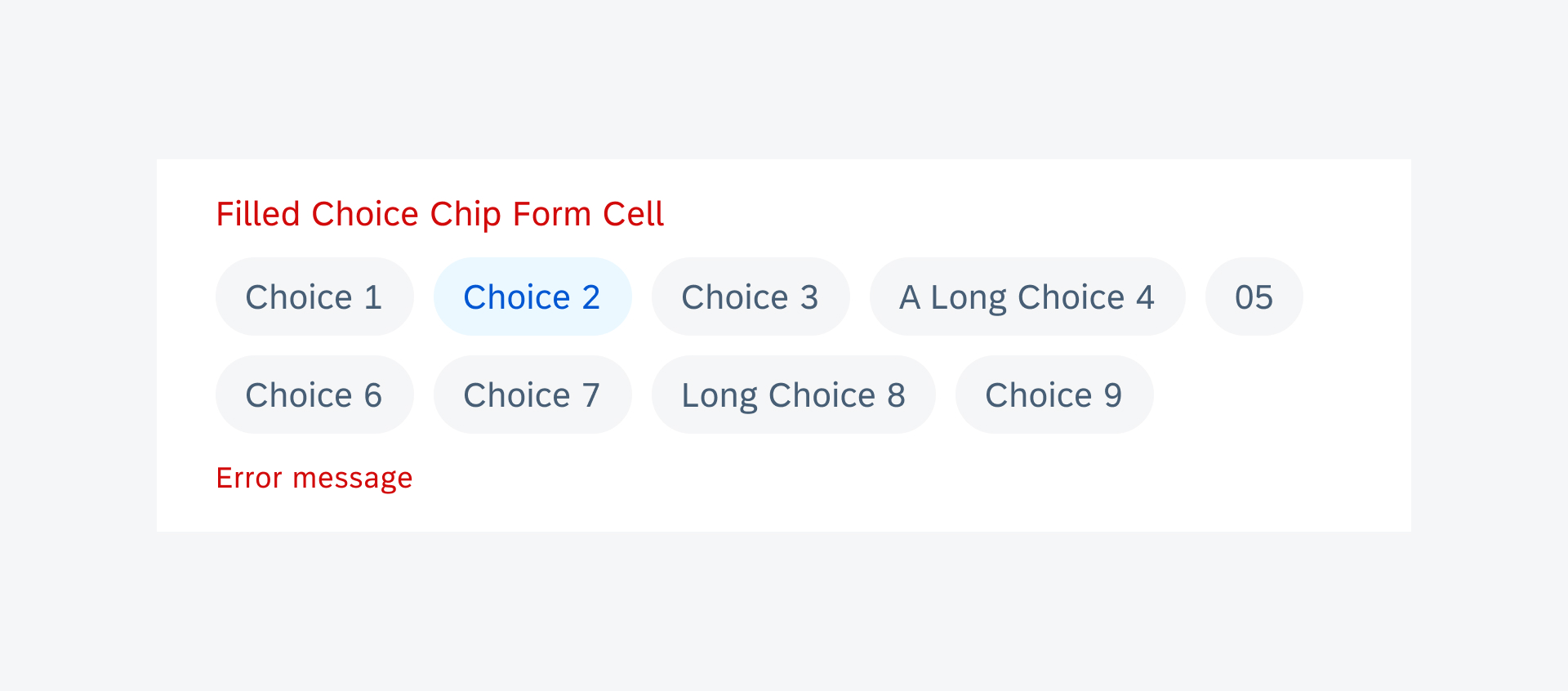 Tablet: choice chip form cell in error state