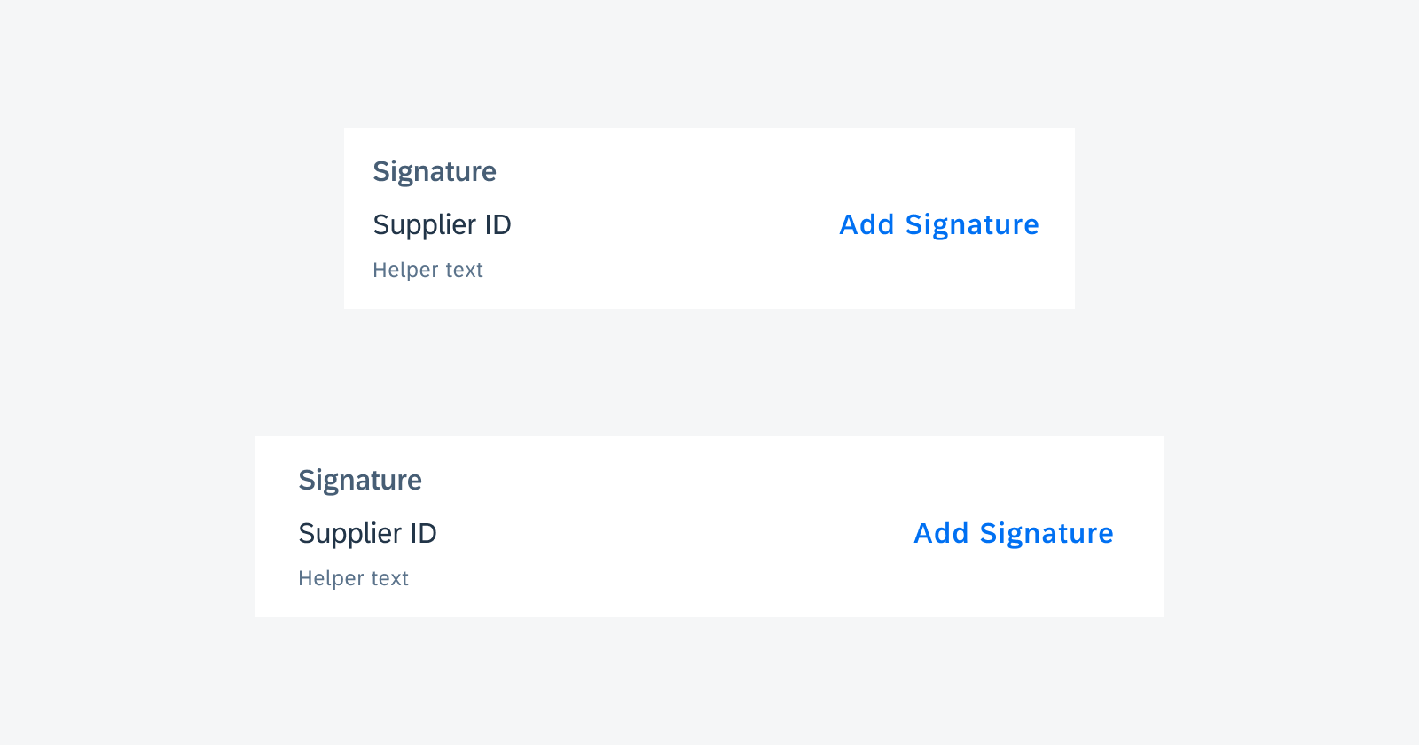 Signature form cell on mobile (top) and on tablet (bottom) 