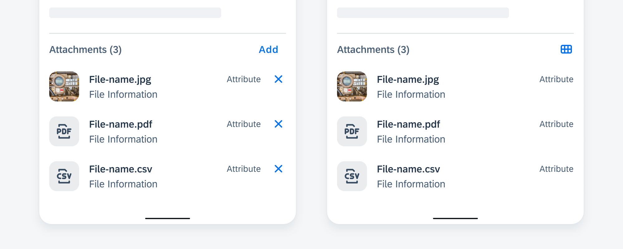 Edit mode (left) and view mode (right)