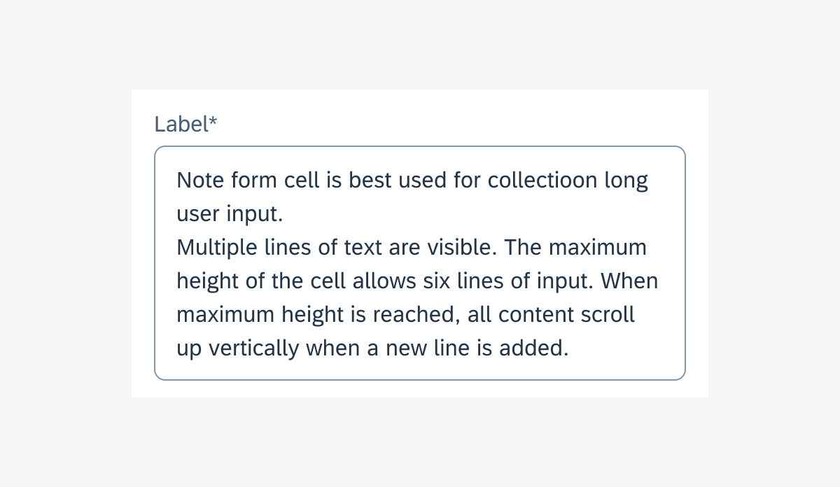 Maximum height of note form cell on mobile
