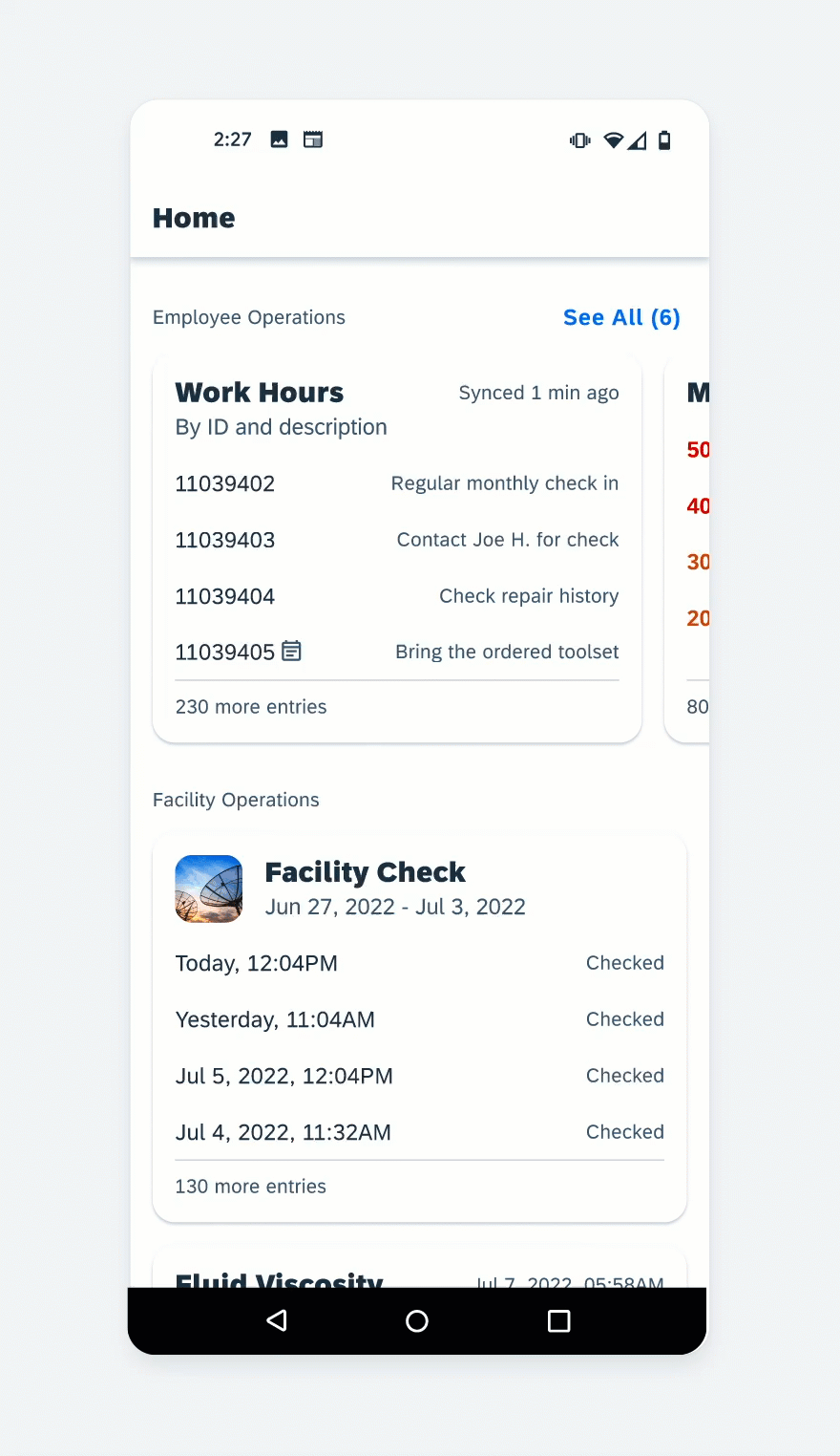 Tap on the card area navigate to a data table or a defined location