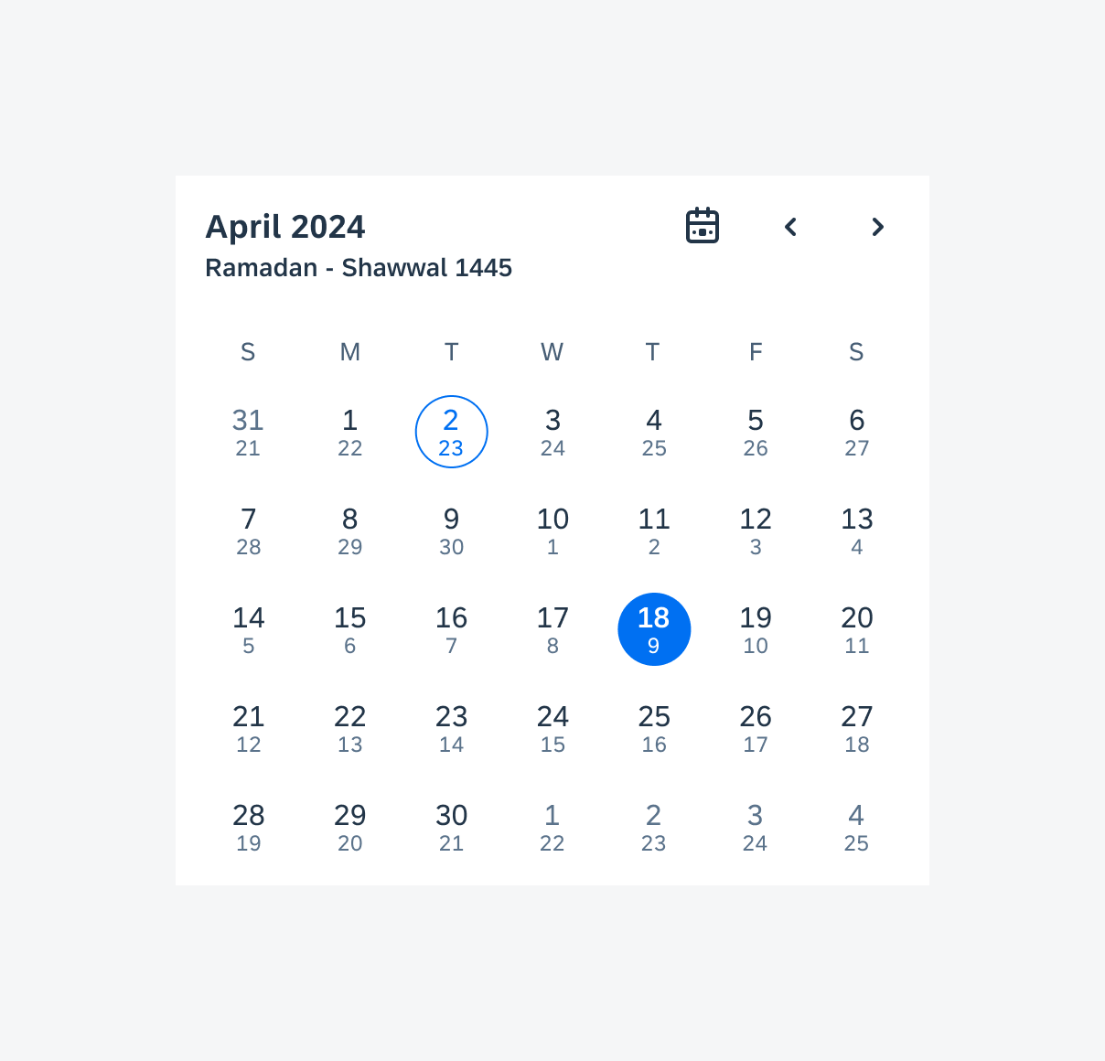 Calendar with alternate calendar labels