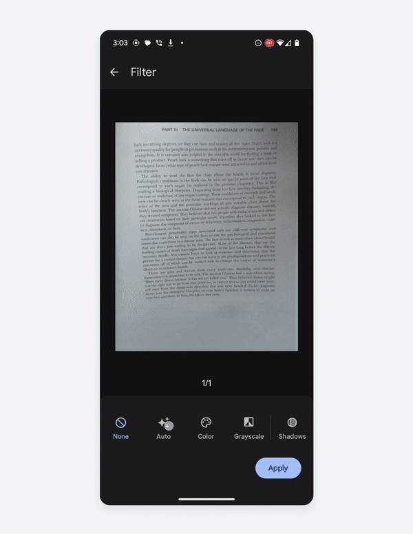 Using the filter options from the gallery view