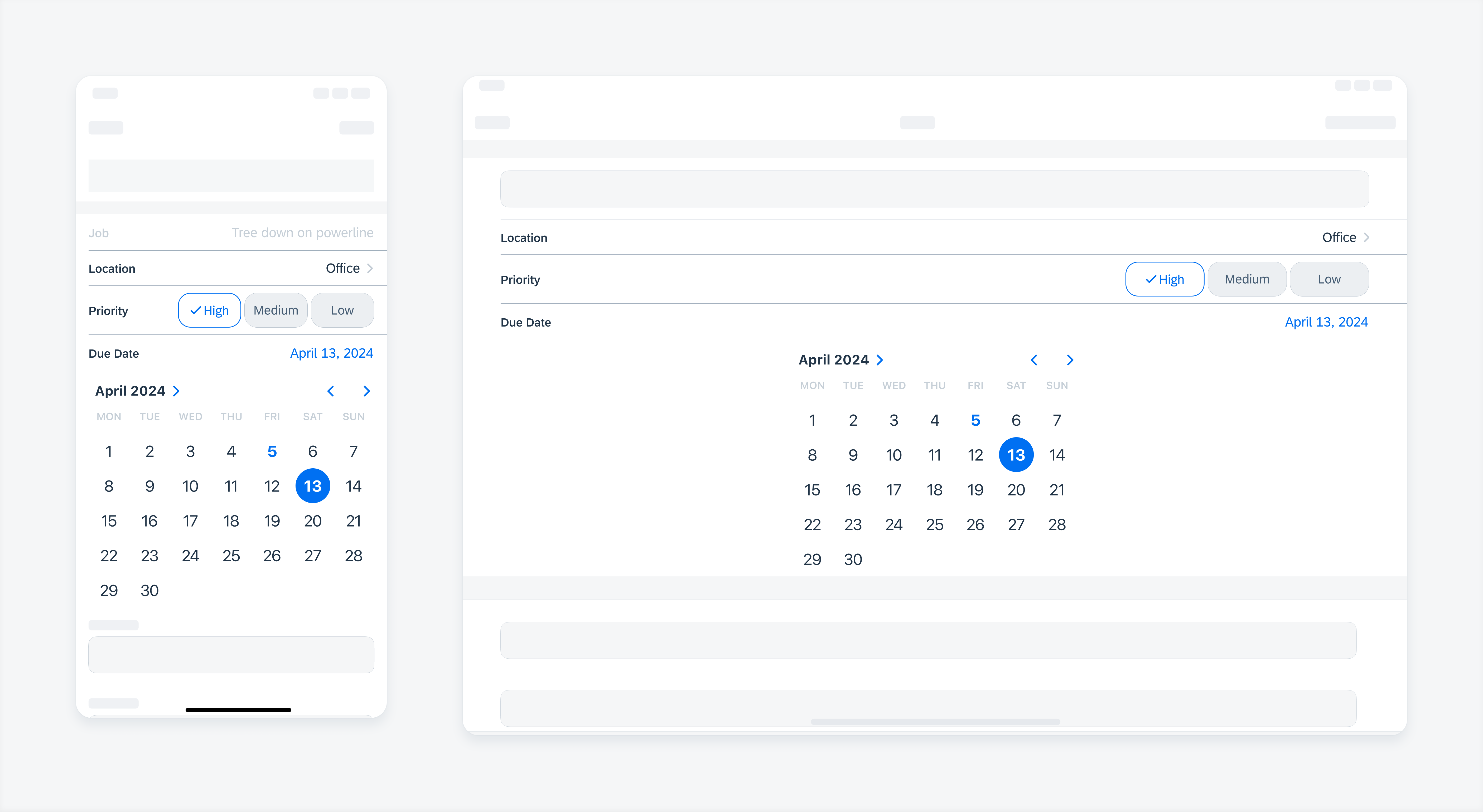 Date picker in compact and regular size