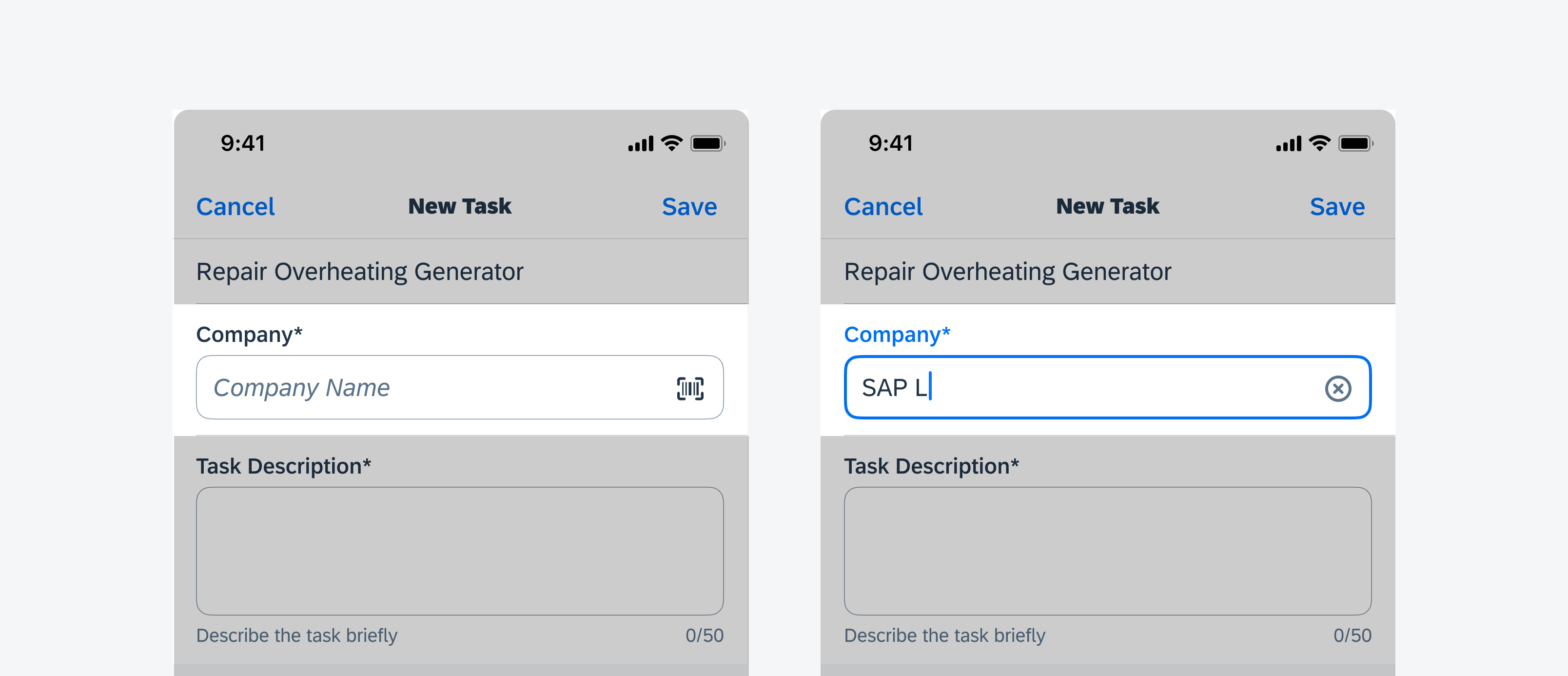 Text field form cell