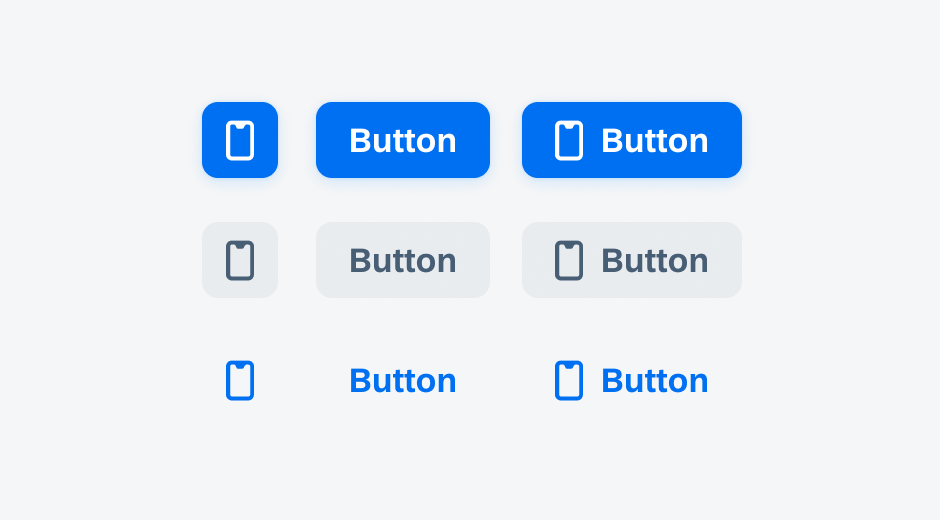 Symbol buttons, label buttons, and label buttons with a symbol