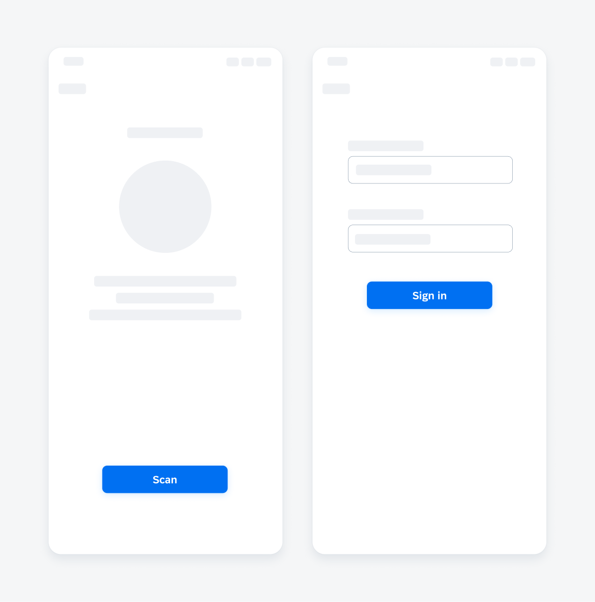 Primary buttons in scan and sign-in use cases