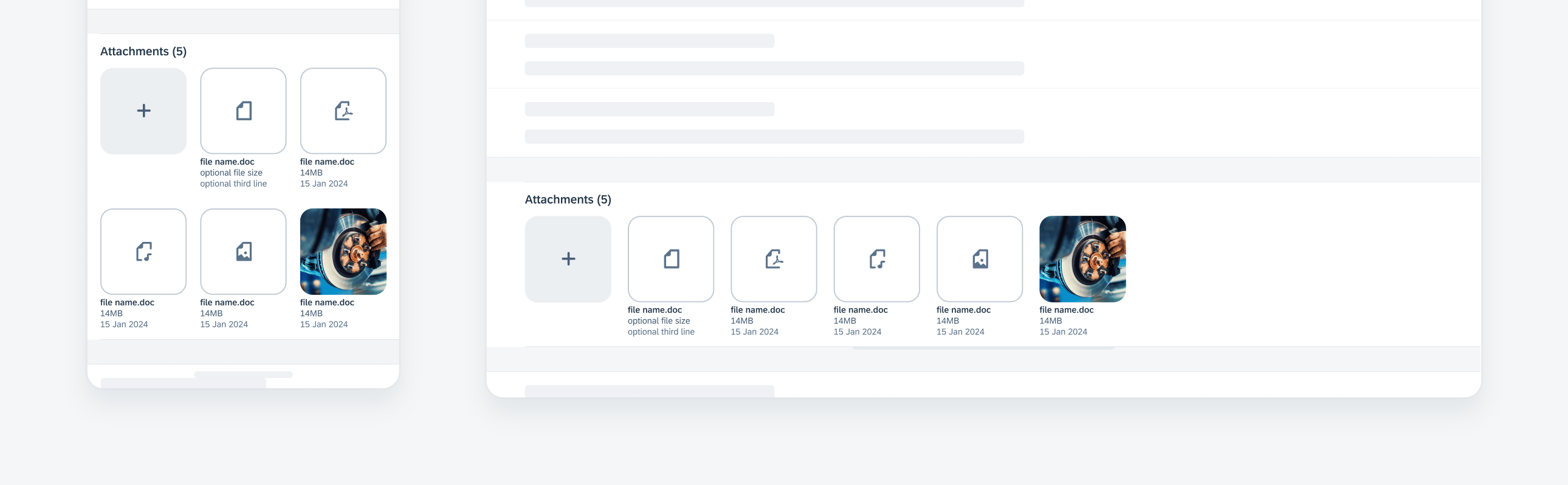 Attachment grid on compact (left) and on regular (right)