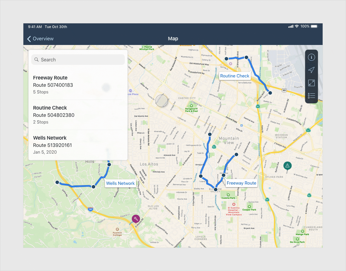 Interacting with a map route (using the design from SDK 6.1)