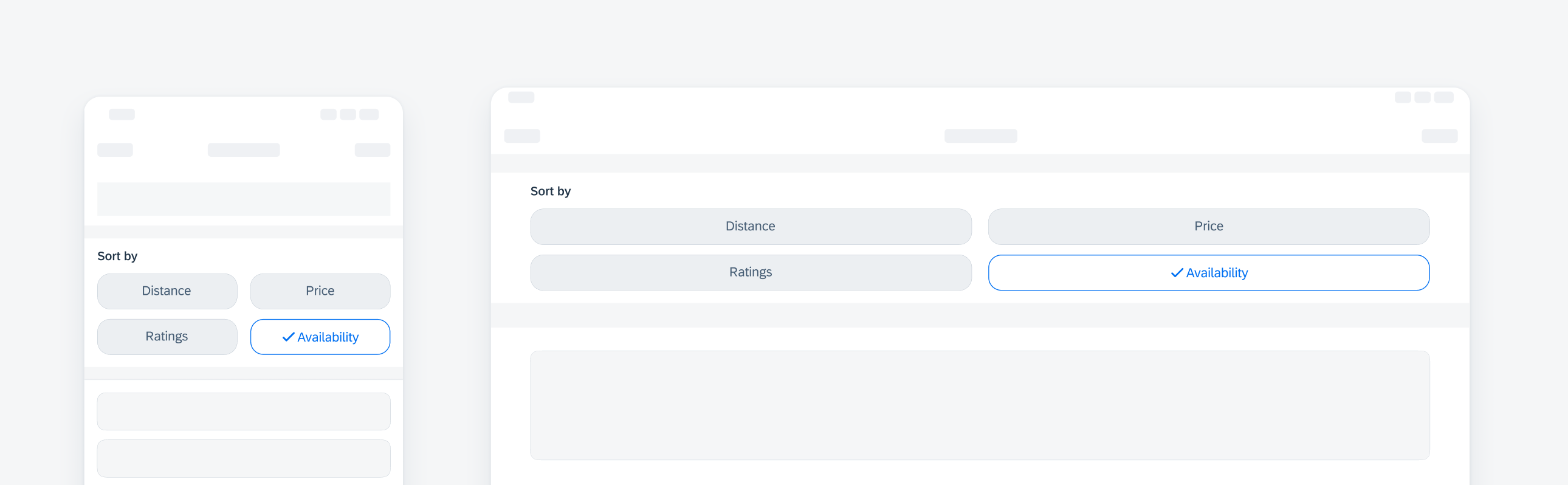 Compact width filter form cell on iPhone (left), regular full-width on iPad (right)