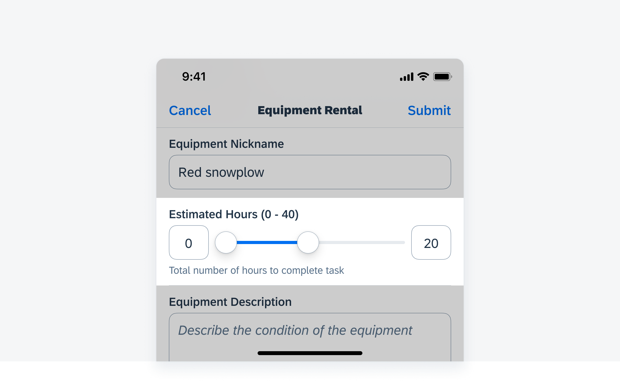 Range slider form cell variation