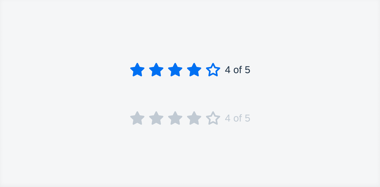 Editable rating control (top) and disabled rating control (bottom)