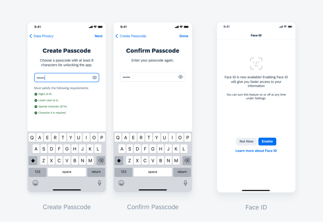 Authentification per passcode or face ID