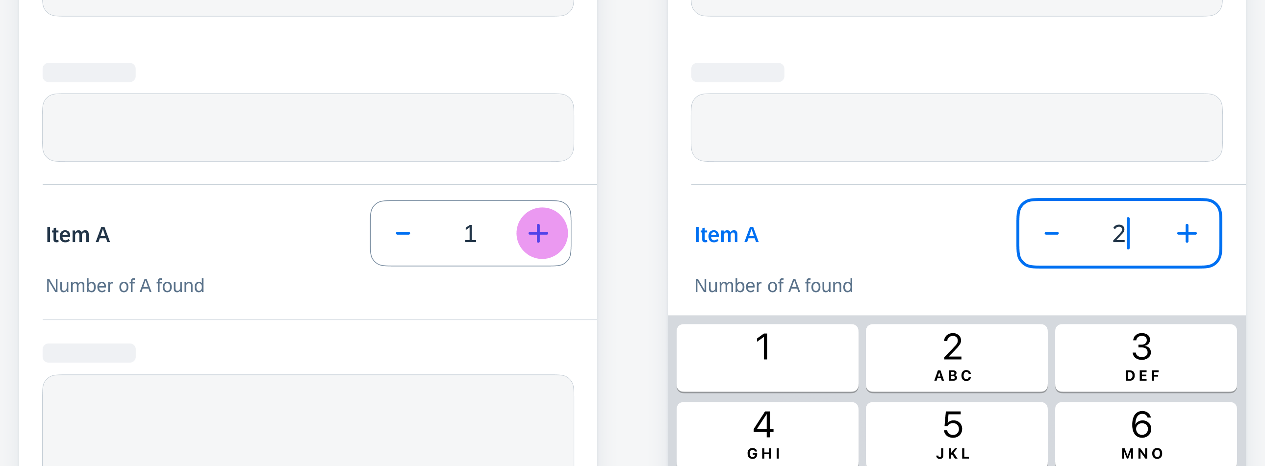 Tap the value/input field to trigger keyboard to enter selected value