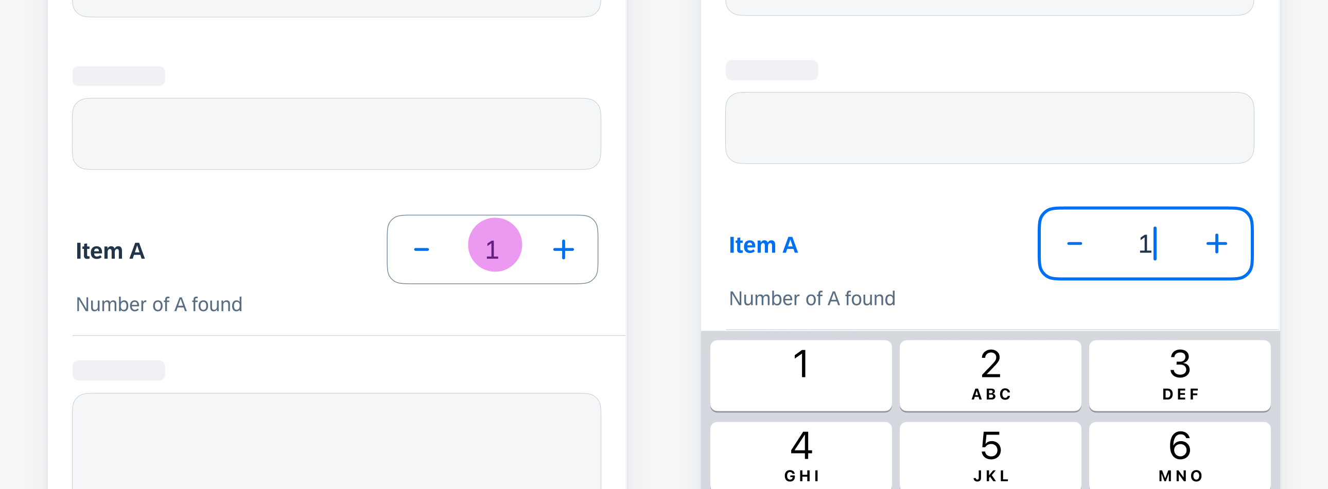 Tap the value/input field to trigger keyboard to enter selected value