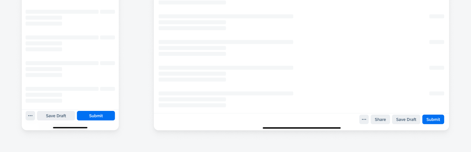 Toolbar in compact (left) and regular width (right)