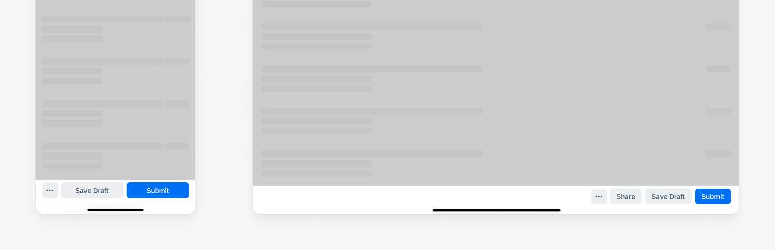 Toolbar in compact width (left) and regular width (right)