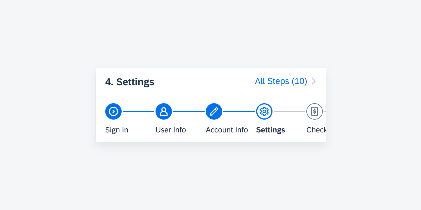 Icon steps in a user flow