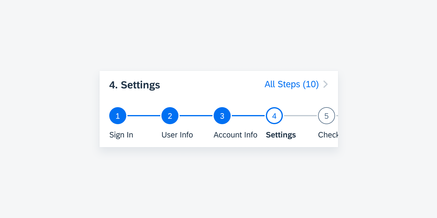 Numeric steps in a user flow