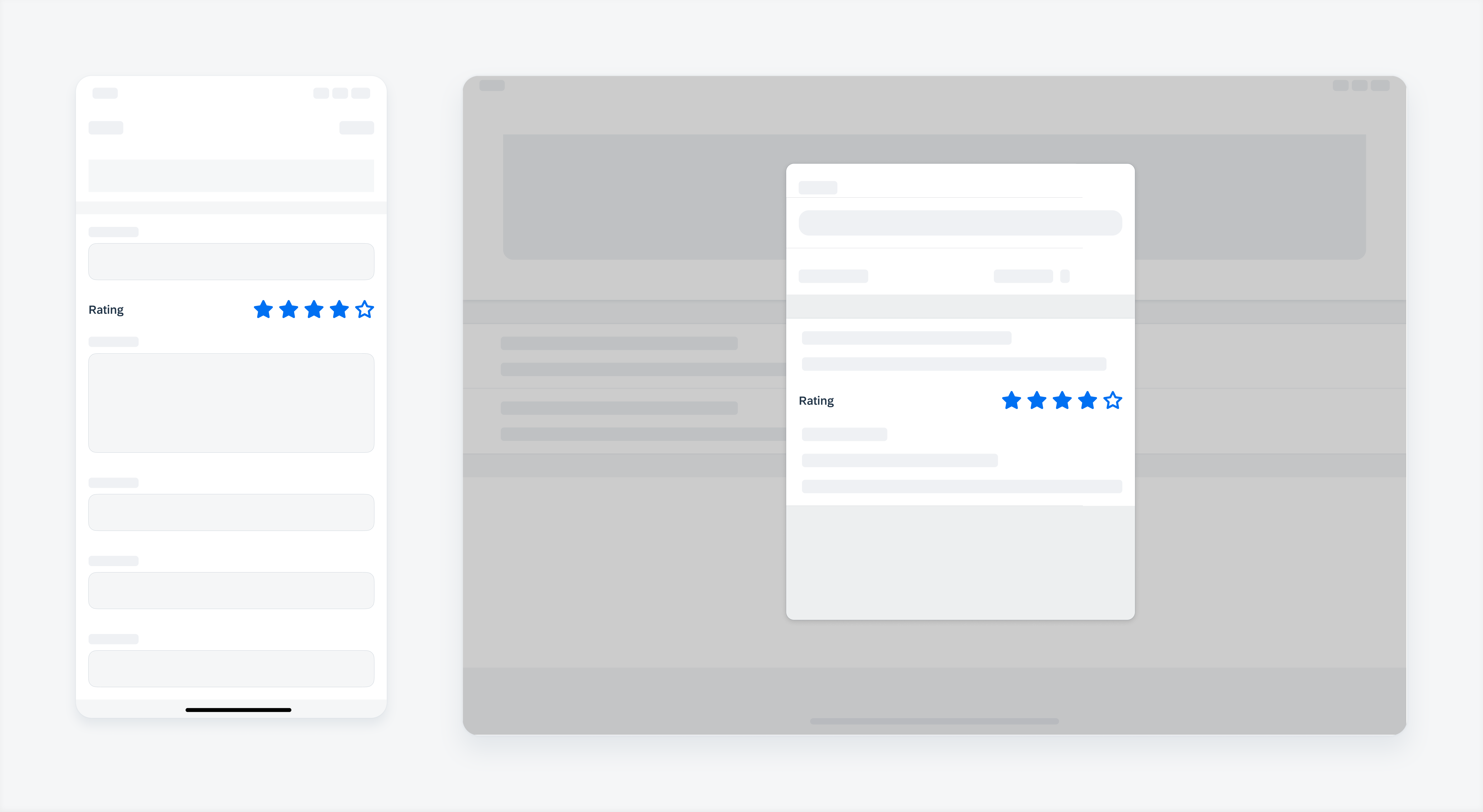 Regular width rating control form cell in an iPad modal