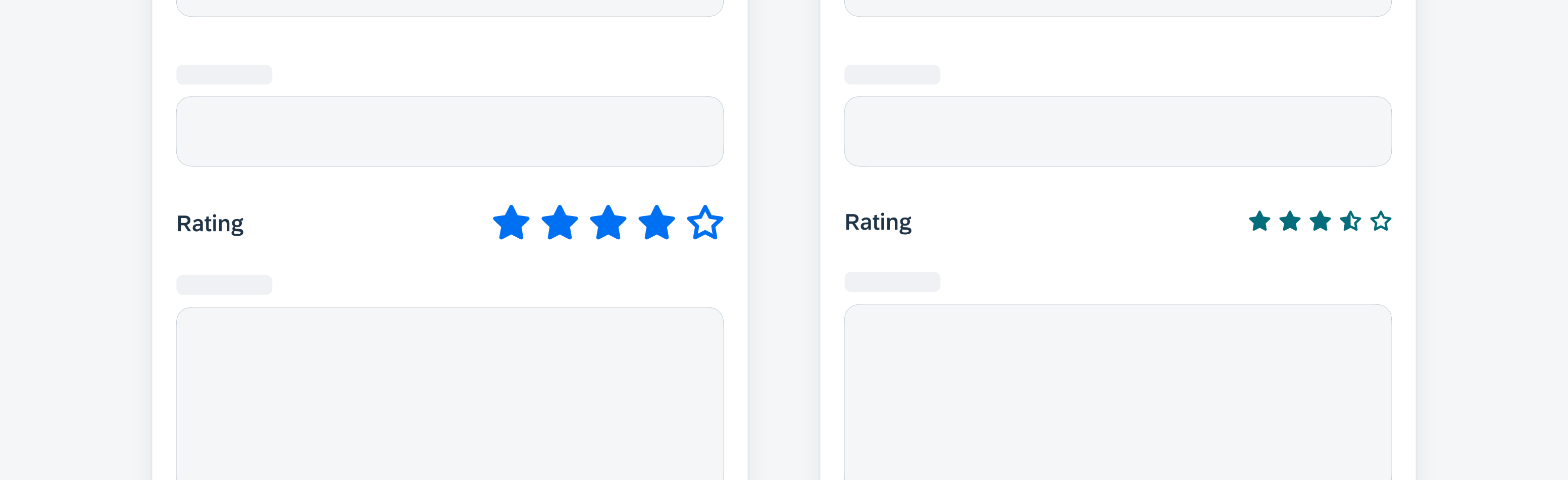 Interactive rating control form cell (left) and display rating control form cell (right)