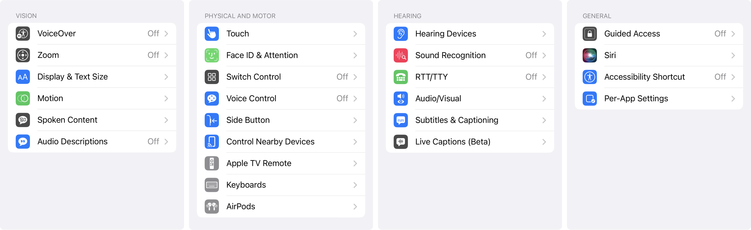 iOS native accessibility settings