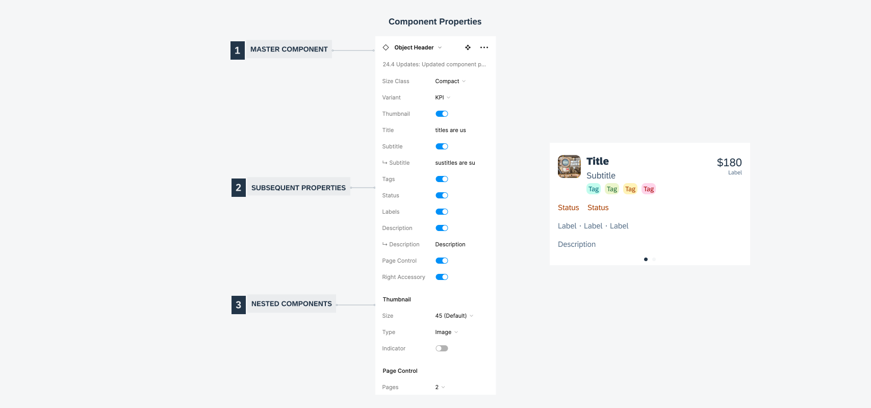 New component properties 