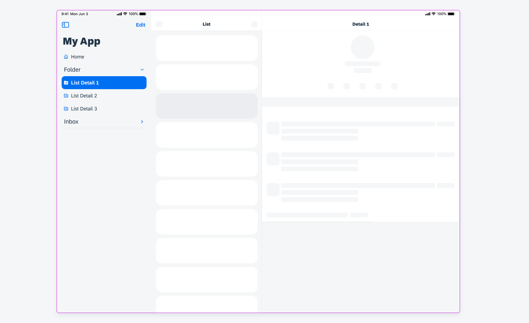 Two list detail screens from compact converted to one screen in regular class